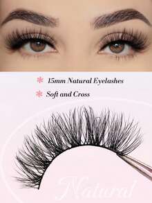 Asiteo 1 Pair 3D Effect Lightweight Daily False Eyelashes, Natural Look, Soft Criss-Cross Design - Black - View 5