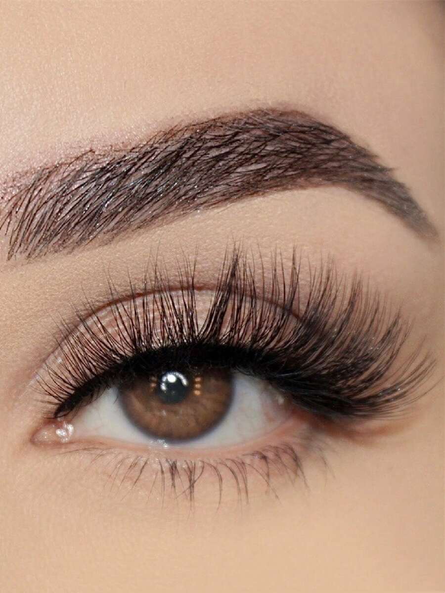 Asiteo 1 Pair 3D Effect Lightweight Daily False Eyelashes, Natural Look, Soft Criss-Cross Design - Black - View 1
