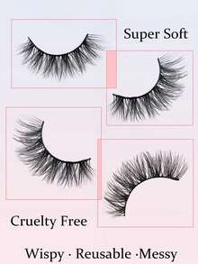 Asiteo 1 Pair 3D Effect Lightweight Daily False Eyelashes, Natural Look, Soft Criss-Cross Design - Black - View 8