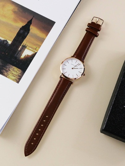 HANNAH MARTIN 1pc Bruin Leather Strap Quartz Wristwatch Nordic ation As Students Returning To School view 9