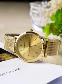 HANNAH MARTIN Hannah Minimalistic Women's Watch, Japan Movement, 3bar Water Resistant, Black Gift Box, Casual/Party Watch Set For Women - Gold - View 11