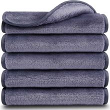 卸妝臉巾,可重複使用的卸妝巾(5入裝),可重複使用的微纖維潔面巾12英寸x 6英寸-粉藍灰色 - 灰色 - 查看 1