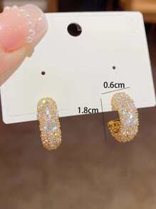 1雙時尚方晶鋯石C形簡單設計優雅質量女士們耳環