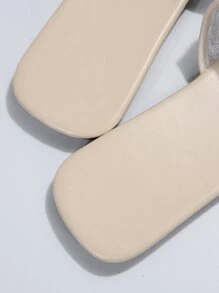 Modische atmungsaktive flache Sommersandalen für Damen mit offenem Zehenbereich - Beige - Übersicht 5