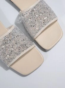 Modische atmungsaktive flache Sommersandalen für Damen mit offenem Zehenbereich - Beige - Übersicht 4