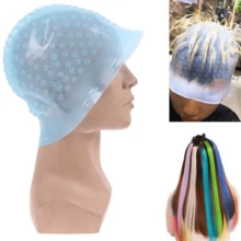 Silicon Gel Highlight Hair Dye Cap Hairstyling Tool - Blue - View 2