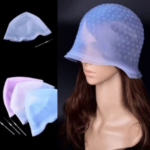 Silicon Gel Highlight Hair Dye Cap Hairstyling Tool - Blue - View 3
