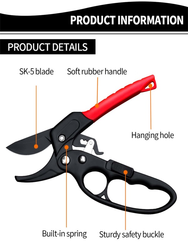 Ratchet Pruning Shears,Gardening Tools for Trimming Rose,Floral,Tree