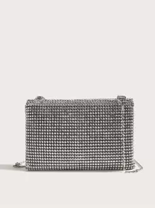 HELLO WEEKEND Lightweight, Business Casual Rhinestone Decor Bucket Bag Mini Drawstring Design, Clear Bag Faux Pearl Bag Evening Bag, Dinner Bag Glamorous, Elegant, Exquisite, Quiet Luxury Rhinestone For Party Girl, Woman, Bride Perfect For Party, Dinner/Banquet Christmas Party Dress, Glamorous Rhinestone Bag