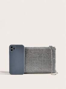 HELLO WEEKEND Lightweight, Business Casual Rhinestone Decor Bucket Bag Mini Drawstring Design, Clear Bag Faux Pearl Bag Evening Bag, Dinner Bag Glamorous, Elegant, Exquisite, Quiet Luxury Rhinestone For Party Girl, Woman, Bride Perfect For Party, Dinner/Banquet Christmas Party Dress, Glamorous Rhinestone Bag