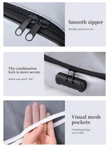 1pc Document Bag With Lock, Flame Resistant 3-Layer File Storage Case With Water-Resistant Zipper, Document Portable Travel Home Organizer Bag For Laptop, Files, Certificates - Grey - View 3