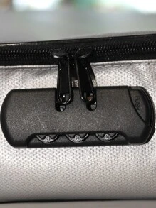 1pc Document Bag With Lock, Flame Resistant 3-Layer File Storage Case With Water-Resistant Zipper, Document Portable Travel Home Organizer Bag For Laptop, Files, Certificates - Grey - View 5