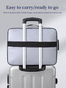 1pc Document Bag With Lock, Flame Resistant 3-Layer File Storage Case With Water-Resistant Zipper, Document Portable Travel Home Organizer Bag For Laptop, Files, Certificates - Grey - View 9