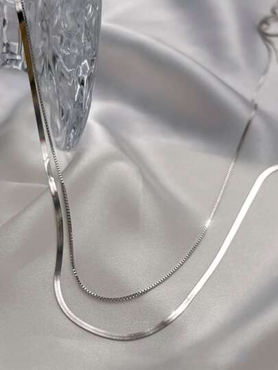 1pc Simple & Elegant Double Layered Shiny Pendant Necklace Suitable For Women's Daily Wear