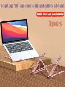 粉紅色鋁合金10檔可調節可折疊冷卻筆記型電腦立架,適用於17.5英寸以下的筆記型電腦,可用於桌面 - 藕粉色 - 查看 1