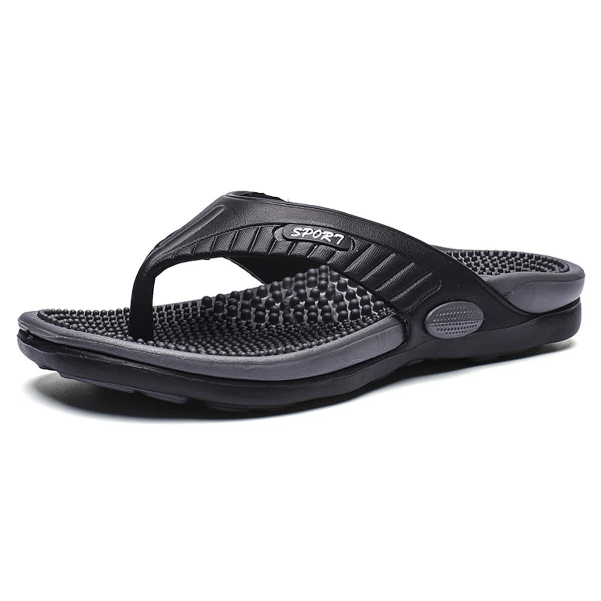 Sandalias de verano para hombres, flip flops antideslizantes para playa, zapatillas de vacaciones casuales y cómodas, zapatilla de masaje antideslizante para hombres - Negro - Ver 1
