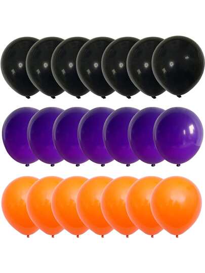 21pcs 12inch Orange Black Dark Purple Balloons Set for Kids Birthday Baby Shower Scary Halloween Color Party Supplies Decorations