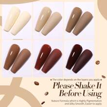 Born Pretty 6Pcs 7 ML  Nude Gel Polish Set Gel Polish Kit 6 Colors Popular All Seasons Skin Tones White Nude Brown Neutral Gel Nail Polish Kit Soak Off LED Gel Nail Kit Manicure Gift Collection - 栗子蛋糕 - 查看 4