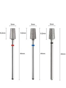 3 件套美甲钻头指甲抛光头，锥形筒状钻石指甲锉钻头角质层清洁毛刺工具适用于电动钻机美甲修脚抛光套装 - 彩色 - 查看 3