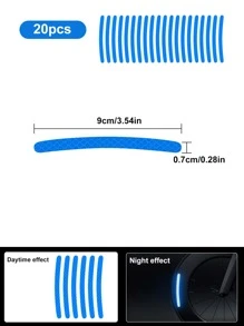 20pcs Car Motorcycle Wheel Rim PVC Reflective Warning Stickers, Blue, Automotive Wheel Reflective Tape, Tire Warning Sticker, Creative, Motorcycle, Electric Bike, Sticker Decor, Mountain Bike Reflective Wheel Stripe Stickers, Suitable For Motorcycle Wheels, Cars, Bicycles, Bicycle Reflective Stickers, Decorative Stripes, Wheel Reflective Tape, Enhance Nighttime Visibility And Safety