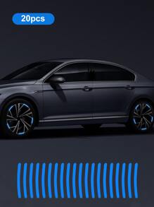 20pcs Car Motorcycle Wheel Rim PVC Reflective Warning Stickers, Blue, Automotive Wheel Reflective Tape, Tire Warning Sticker, Creative, Motorcycle, Electric Bike, Sticker Decor, Mountain Bike Reflective Wheel Stripe Stickers, Suitable For Motorcycle Wheels, Cars, Bicycles, Bicycle Reflective Stickers, Decorative Stripes, Wheel Reflective Tape, Enhance Nighttime Visibility And Safety