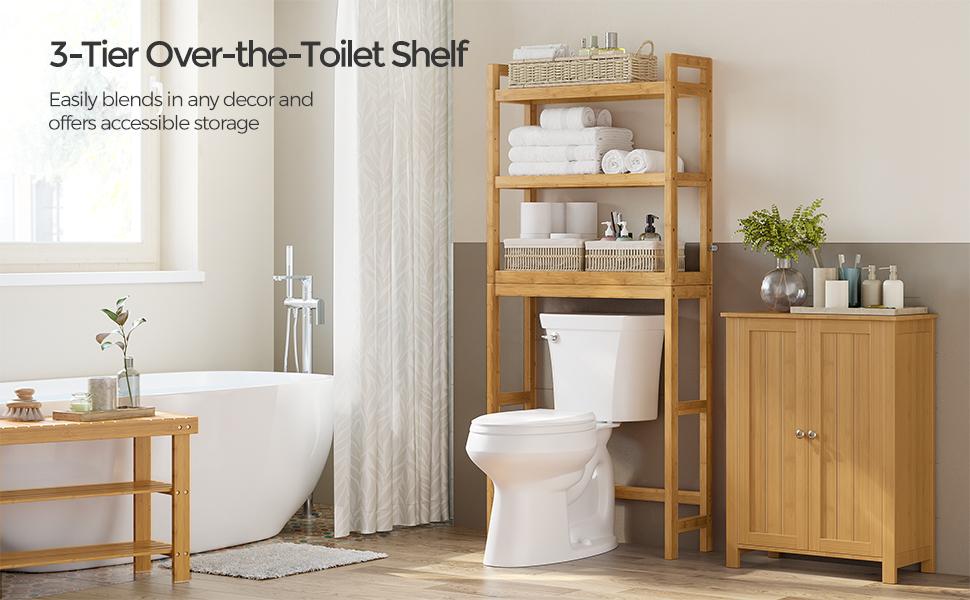 SONGMICS Over The Toilet Storage, 3Tier Bamboo Over Toilet Bathroom
