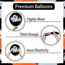20Pcs Halloween Balloons, Halloween Orange Black White Latex Balloons with Cute Ghost Black Bat Design for Halloween Party Decoration - Multicolor - View 5