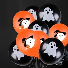 20Pcs Halloween Balloons, Halloween Orange Black White Latex Balloons with Cute Ghost Black Bat Design for Halloween Party Decoration - Multicolor - View 2