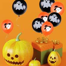 20Pcs Halloween Balloons, Halloween Orange Black White Latex Balloons with Cute Ghost Black Bat Design for Halloween Party Decoration - Multicolor - View 3