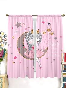 2 piezas Cortina con estampado de dibujos animados