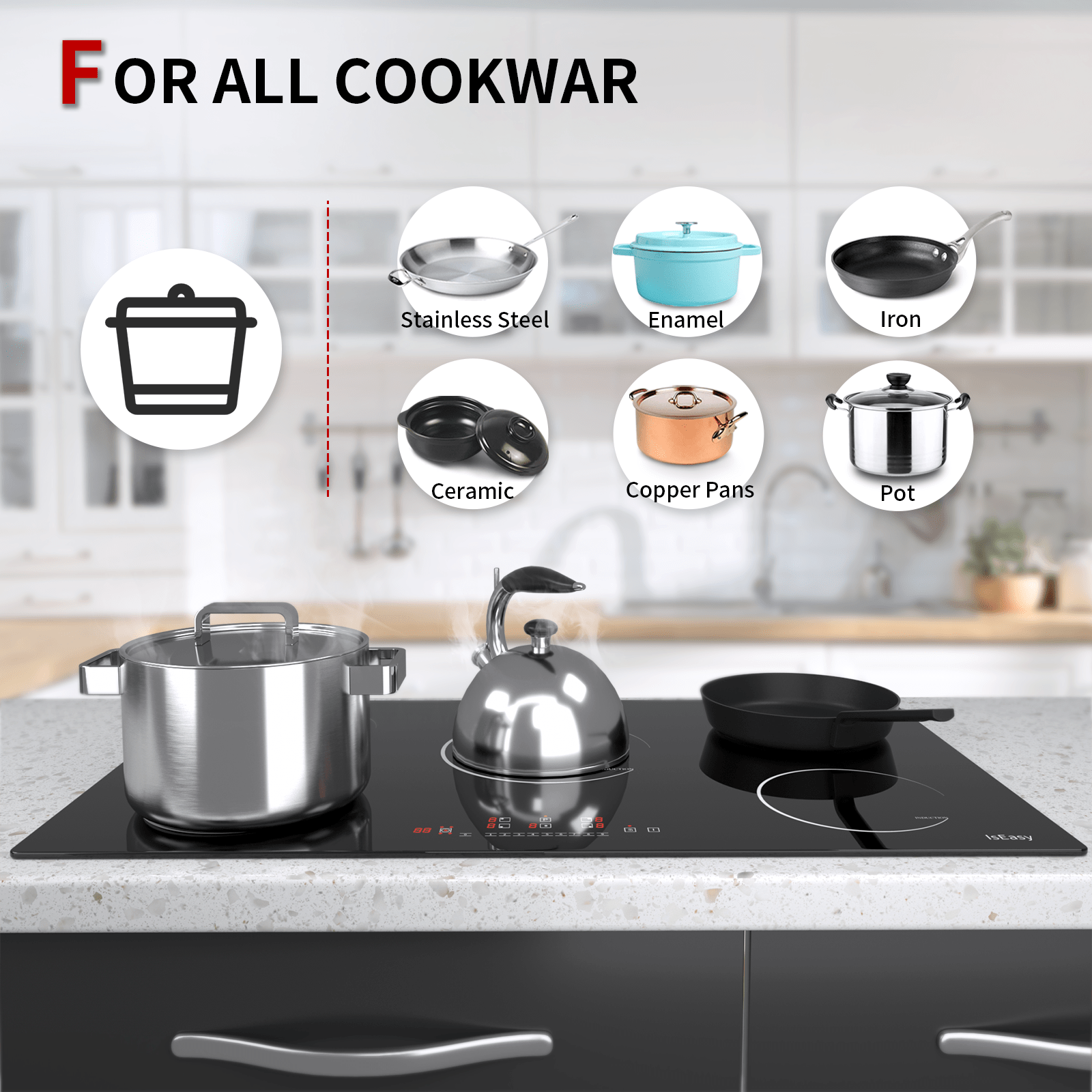 36” Electric Stove Top, IsEasy Induction Cooktop Builtin Electric