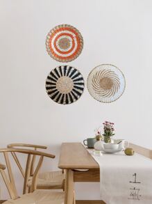 1入組圓形編織壁掛 - 橘色 - 查看 3