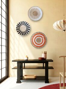 1入組圓形編織壁掛 - 橘色 - 查看 4