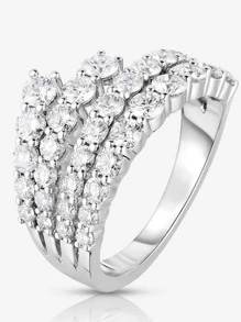 1入簡約時尚的線條鋯石戒指女銀戒指婚禮婚禮配件派對新時尚珠寶