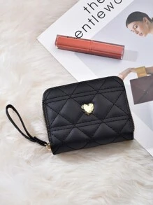 1pc Embroidered Pu Zipper Wallet For Women, Fresh Style, Suitable For Commuting, Students And Daily Use - Black - View 7