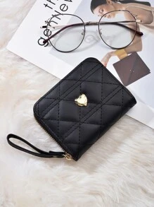 1pc Embroidered Pu Zipper Wallet For Women, Fresh Style, Suitable For Commuting, Students And Daily Use - Black - View 6