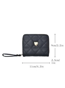 1pc Embroidered Pu Zipper Wallet For Women, Fresh Style, Suitable For Commuting, Students And Daily Use - Black - View 5