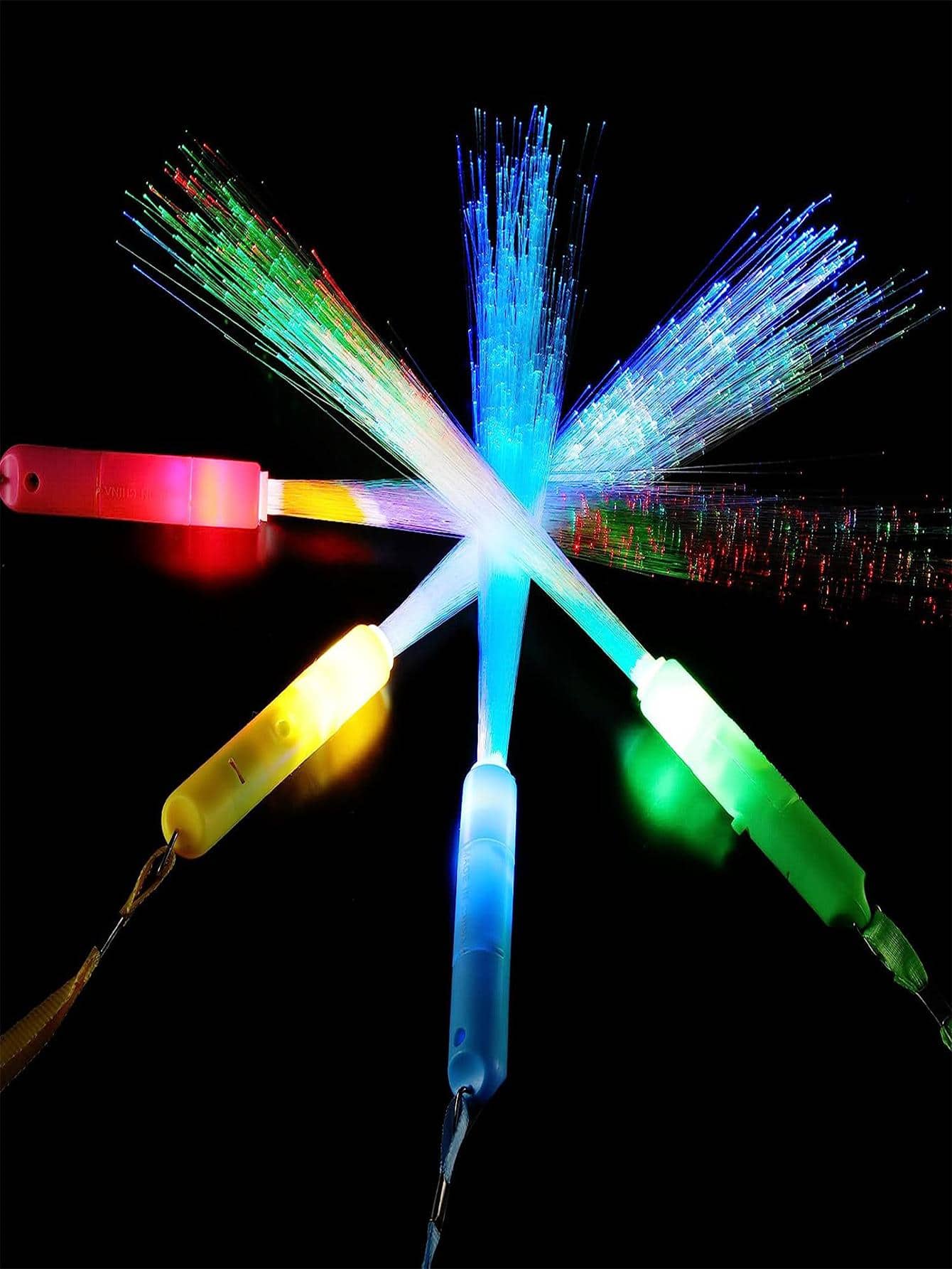 Pack De 12 Varillas LED De Fibra Luminosa Con 7 Colores Intermitentes – 26.7 Cm, Pilas Incluidas, Para Fiestas, Conciertos, Raves Y Eventos Nocturnos