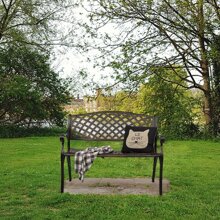 40.5" Outdoor Cast Aluminum Bench With Mesh Backrest Heavy Duty Rust Free For Front Porch Backyard Lawn Garden Pool Deck