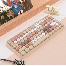 AJAZZ 308I BT無線機械手感鍵盤-適用於安卓/蘋果/ iPad/手機/平板/辦公室/遊戲-奶茶色 - 淺灰色 - 查看 6