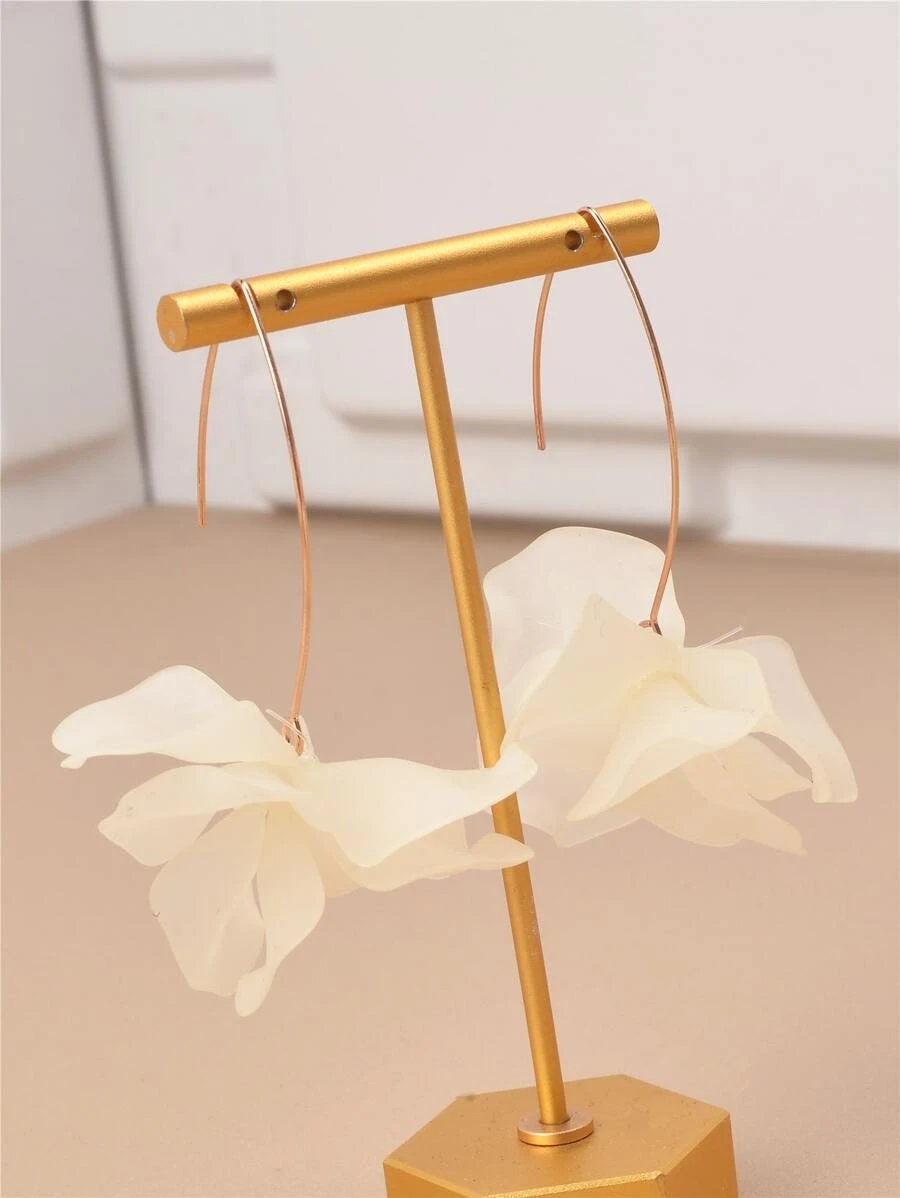 1雙時尚亞克力花卉圖案耳墜適用於女性海灘度假配件