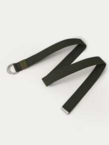 1pc Double D Buckle Stretchy Women's Braided Nylon Belt, Suitable For Daily Use - Dark Green - View 3