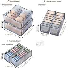 3pcs Foldable Divided Storage Box, Underwear Organizer For Bra, Panty, Socks, Random Color (White, Grey, Beige, Black, Etc.)