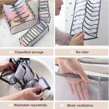 3pcs Foldable Divided Storage Box, Underwear Organizer For Bra, Panty, Socks, Random Color (White, Grey, Beige, Black, Etc.)