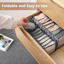 3pcs Foldable Divided Storage Box, Underwear Organizer For Bra, Panty, Socks, Random Color (White, Grey, Beige, Black, Etc.)