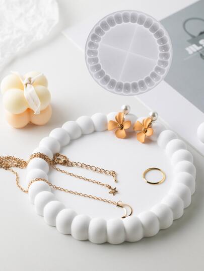 Söt bubbelformad cementform för att göra smyckesbrickor, gipshantverk, hartsunderlägg, silikonform