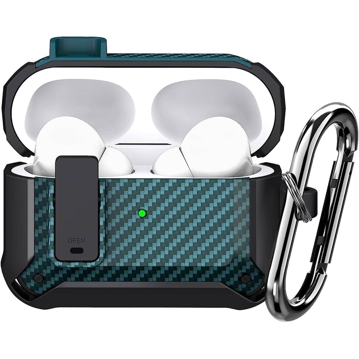 Airpods Pro Case Cover with Lock Lid, Protective Cover Compatible with Airpod Pro Case for Men Women, Shockproof Rugged Shell for Air Pods Pro Charging Case - Army Green - View 1