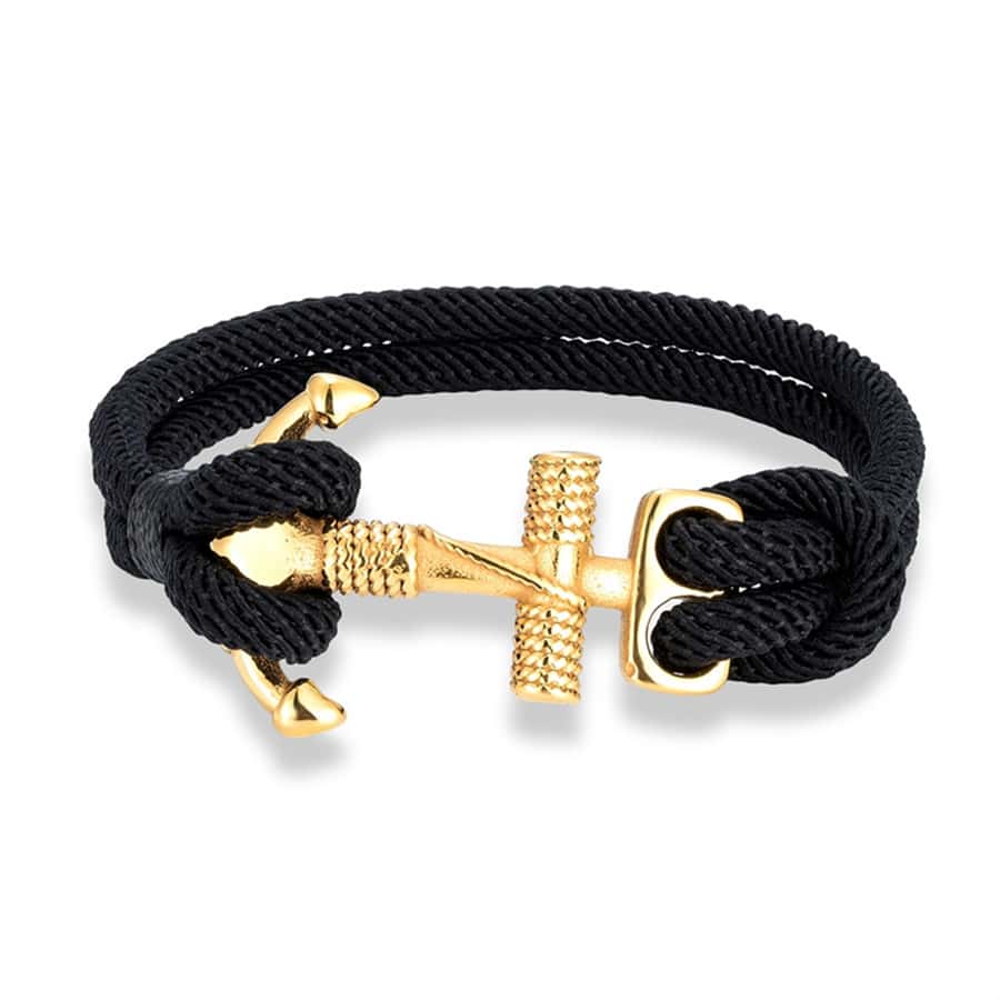 Pulsera negro ancla - Negro - Ver 1