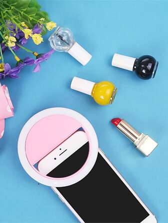 1 pieza Luz de anillo para selfies recargable portátil con clip, compatible con iPhone/Android con 3 niveles de brillo para fotografía, video de cámara y maquillaje de chicas, recargable a 5V