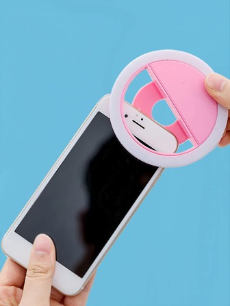 1 pieza Luz de anillo para selfies recargable portátil con clip, compatible con iPhone/Android con 3 niveles de brillo para fotografía, video de cámara y maquillaje de chicas, recargable a 5V